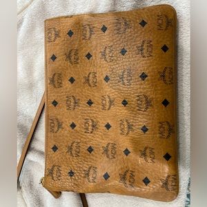 MCM Cognac Visetos Leather Crossbody Bag